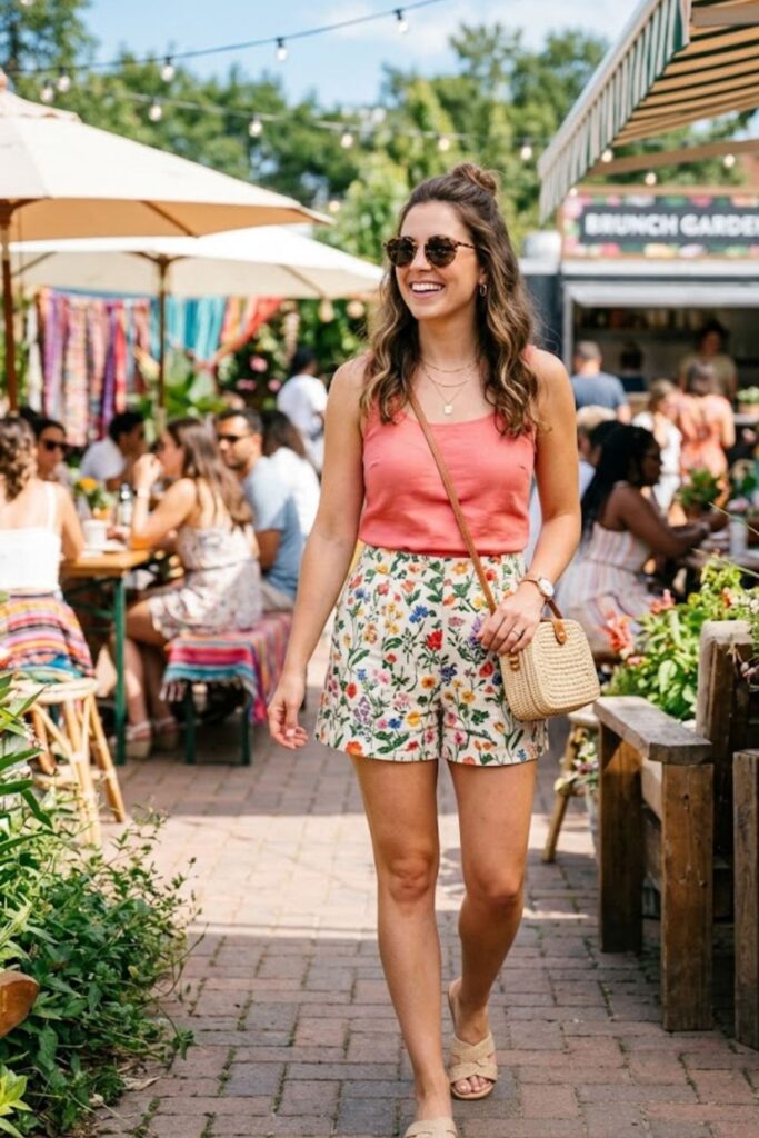 4. Printed Shorts With Solid Tank