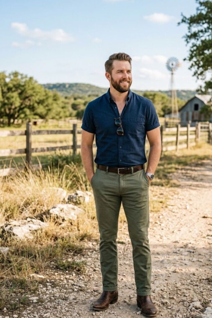 4. Short Sleeve Button-Down With Chinos