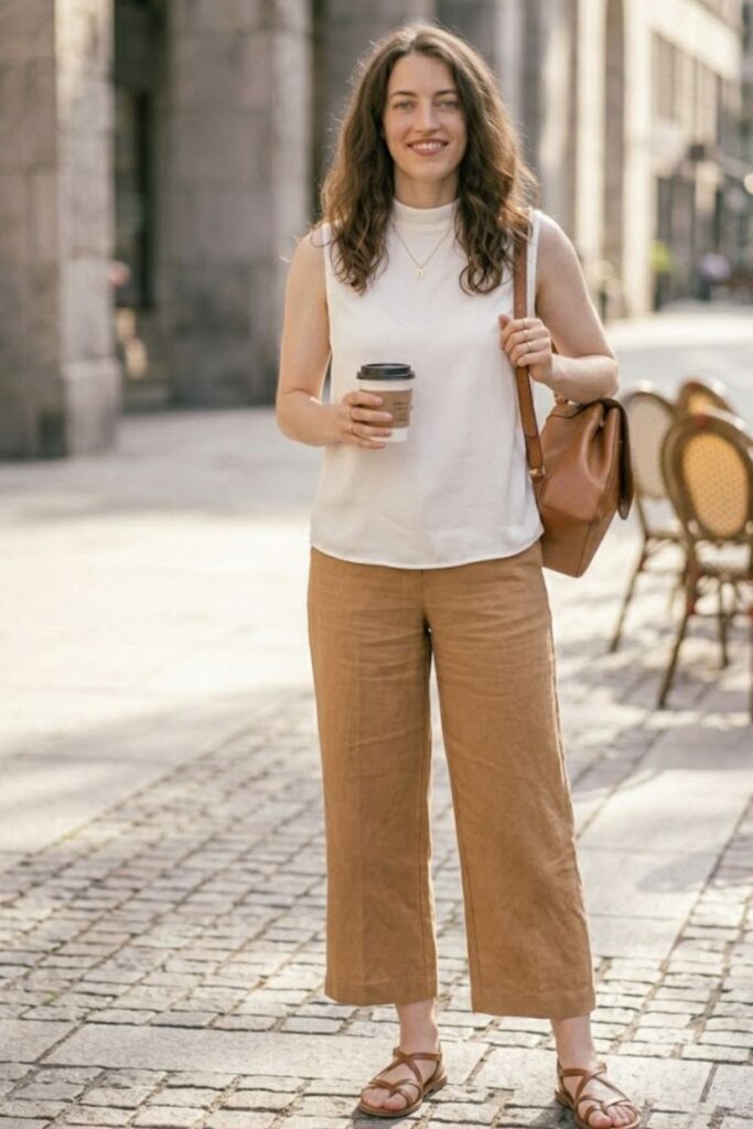 4. Sleeveless Blouse with Cropped Pants