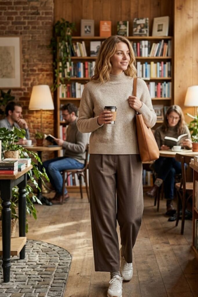 4. Sweater with Wide-Leg Pants