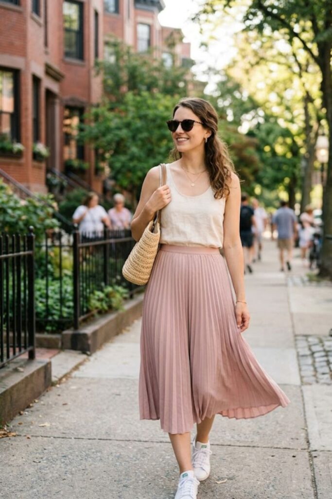4. Tank Top With Flowy Skirt