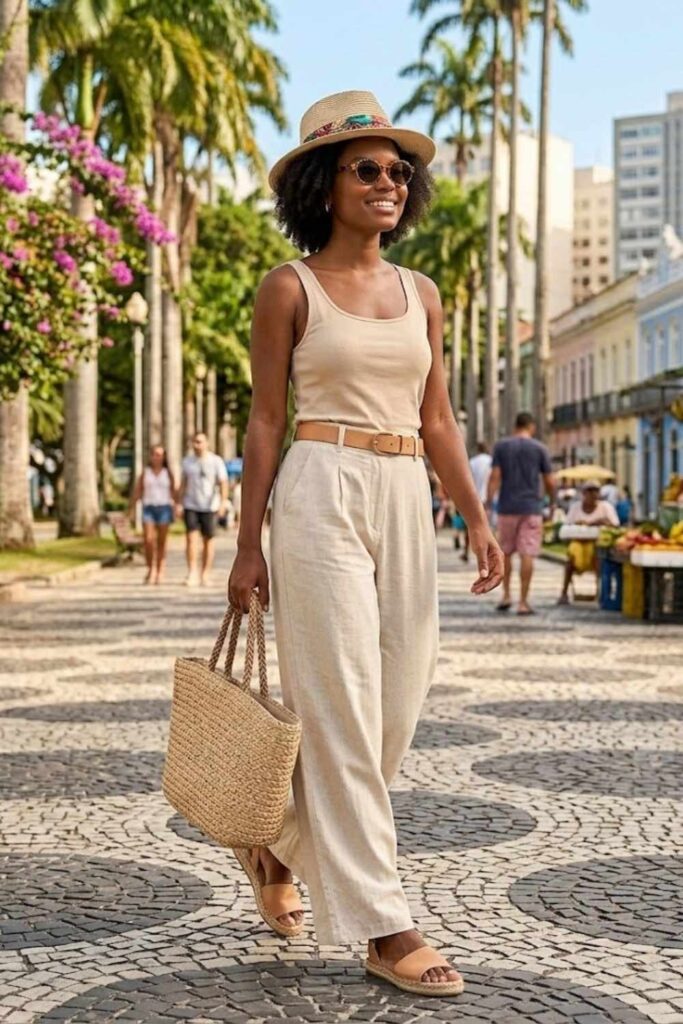 4. Tank Top With Linen Pants