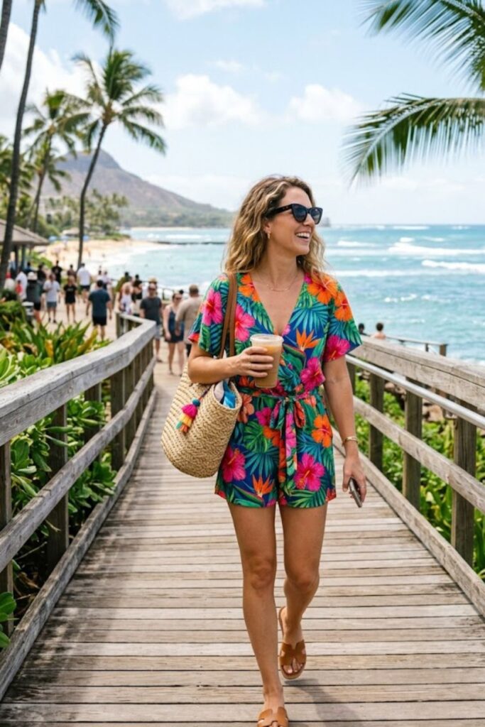 4. Tropical Print Romper