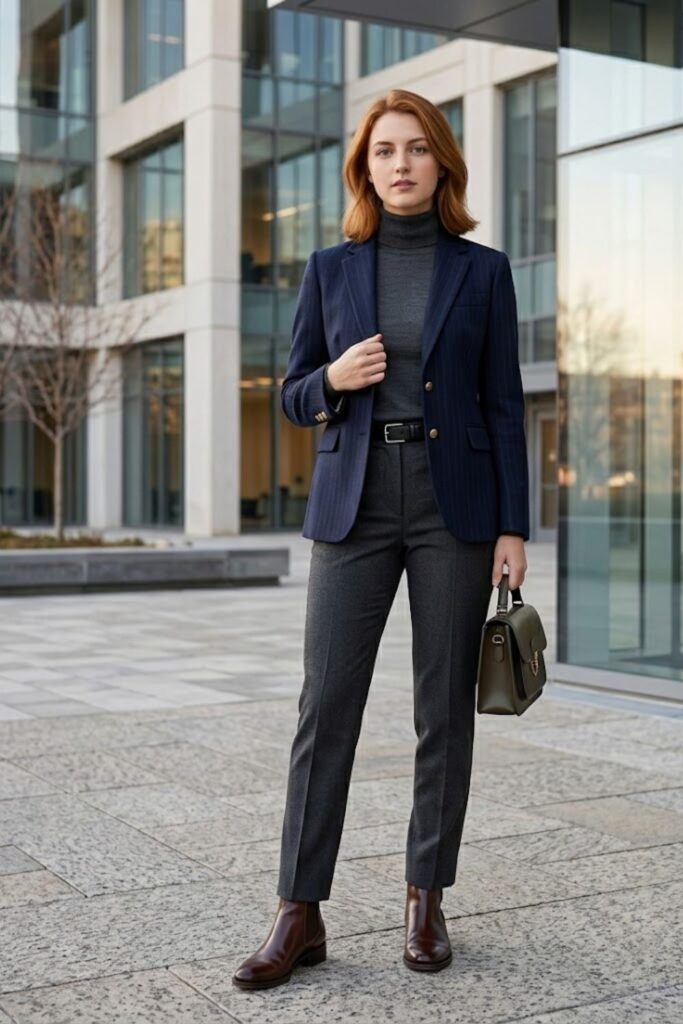 4. Turtleneck with Blazer and Trousers