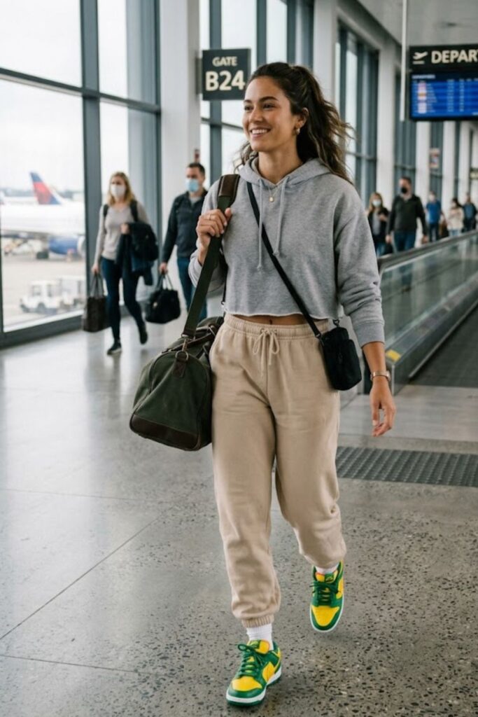 5. Brazil Dunks With Sweatpants and Cropped Hoodie