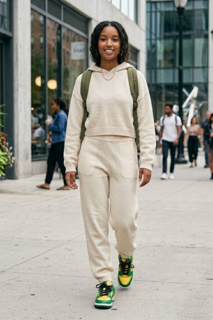 5. Brazil Dunks With Sweatpants and Cropped Hoodie