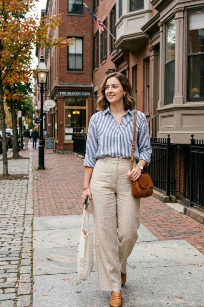 5. Button-Up Shirt With Wide-Leg Pants