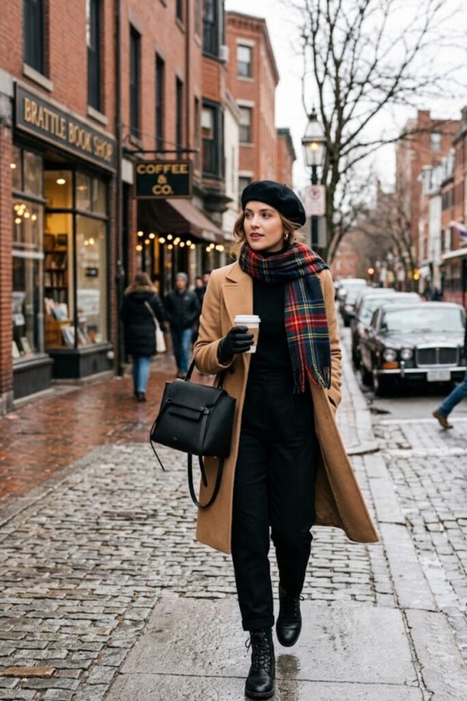 5. Camel Coat with Black Layers