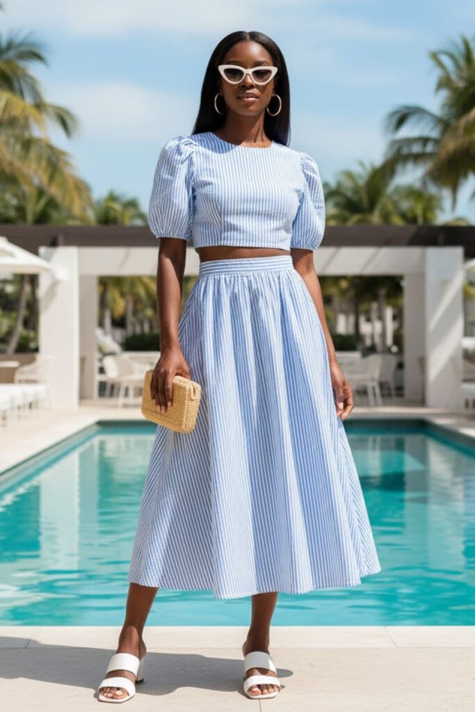 5. Coordinated Crop Top and Skirt Set