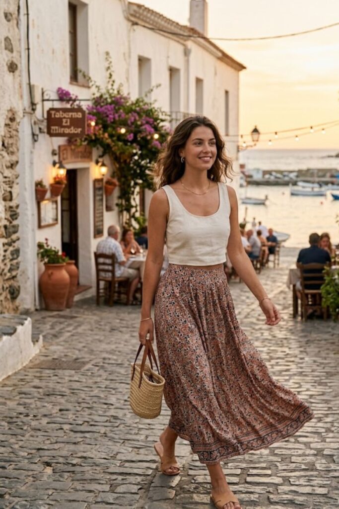 5. Crop Top with Maxi Skirt