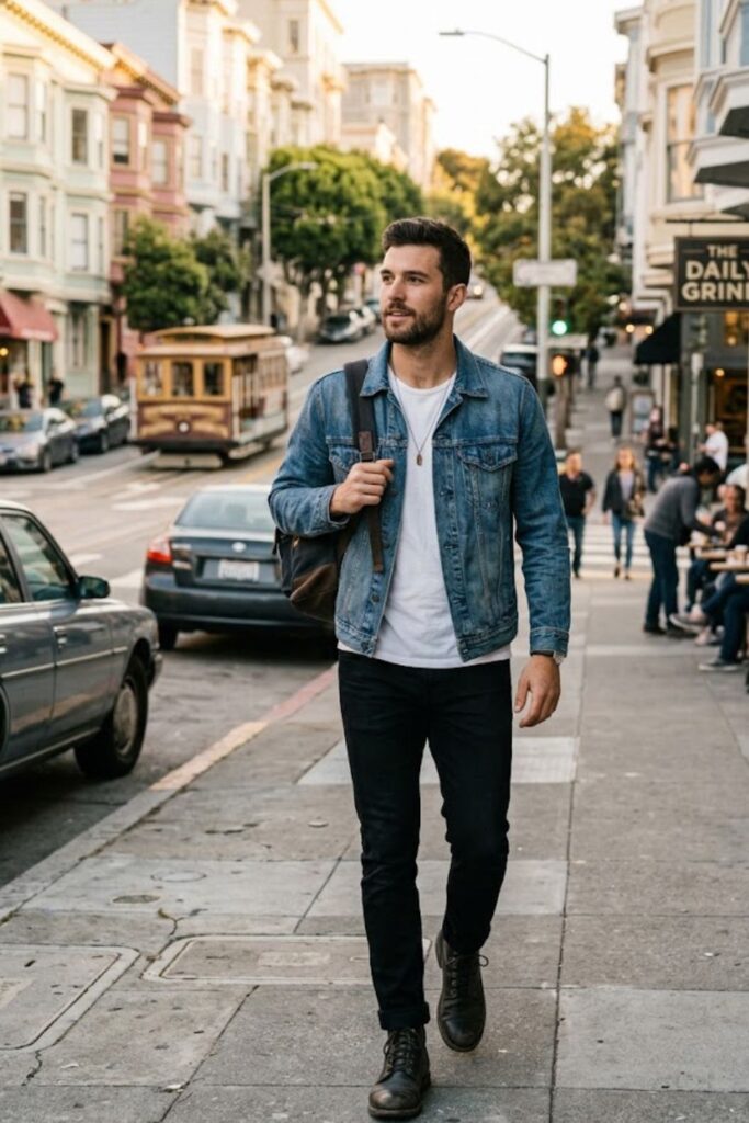 5. Denim Jacket With Black Jeans