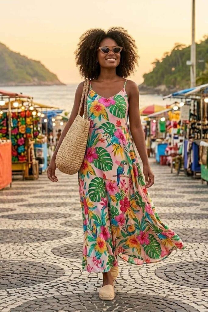 5. Floral Maxi Dress With Espadrilles