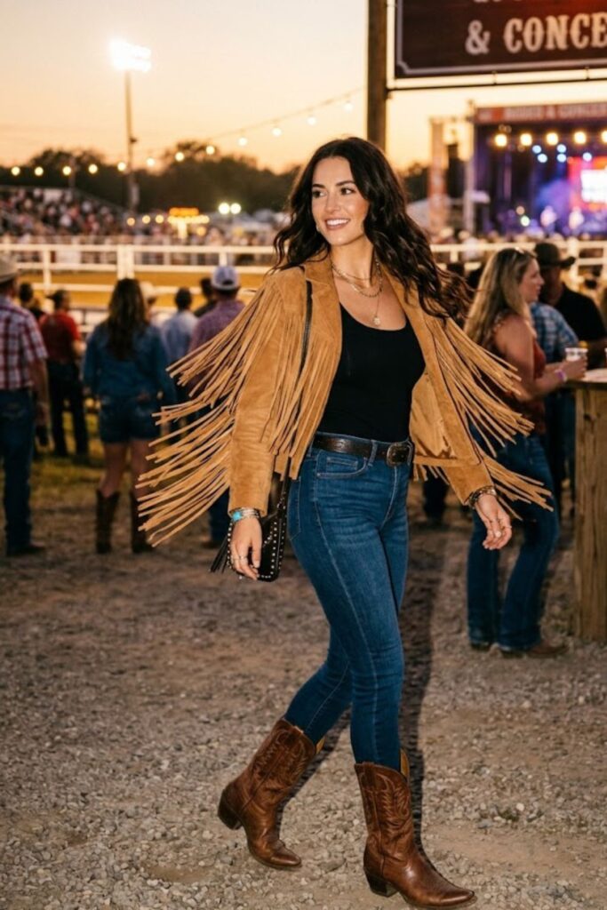 5. Fringe Jacket With Skinny Jeans