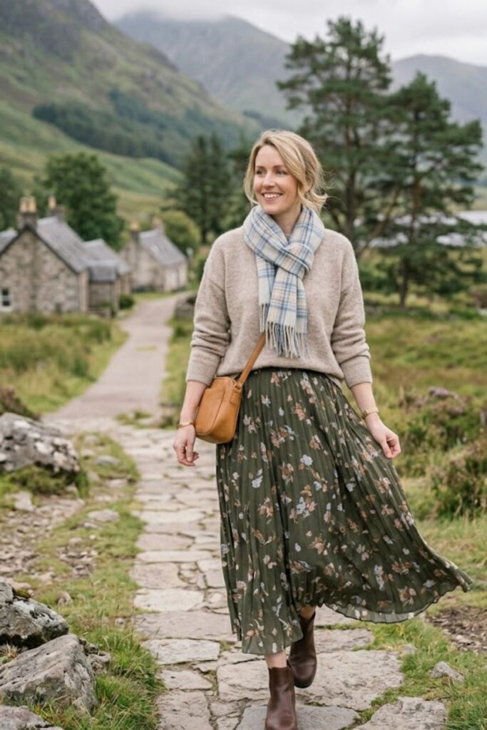 5. Knit Sweater with Maxi Skirt