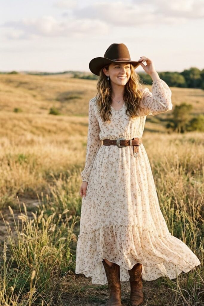 5. Maxi Dress With Western Belt