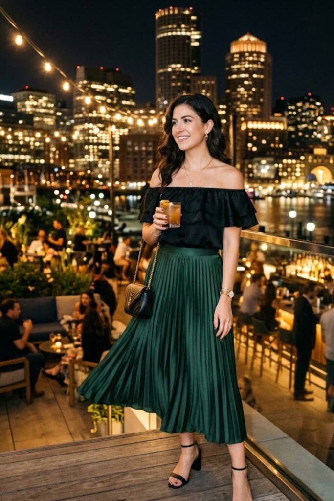 5. Off-Shoulder Top With Midi Skirt