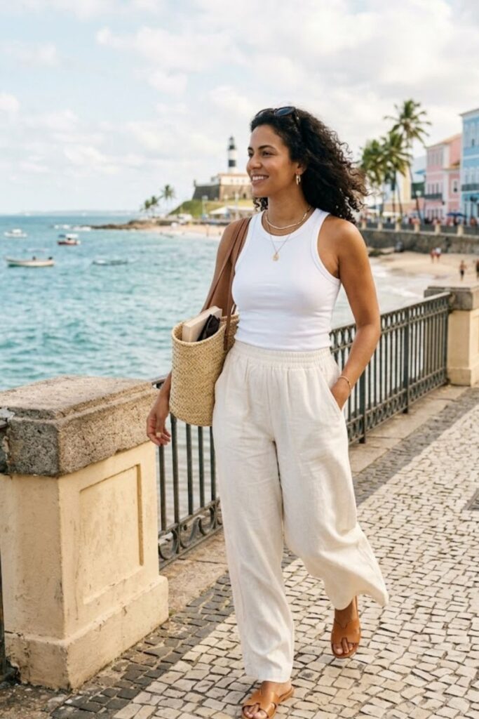 5. Tank Top With Linen Pants