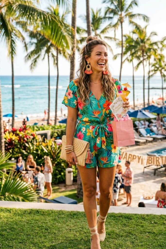5. Tropical Print Romper
