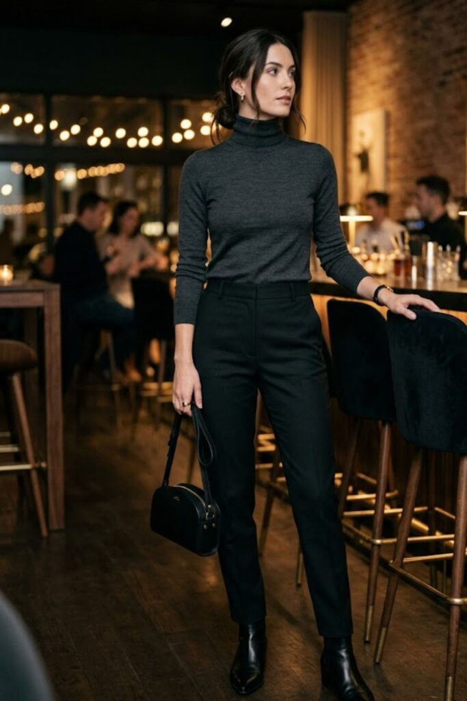 5. Turtleneck Sweater With Tailored Pants