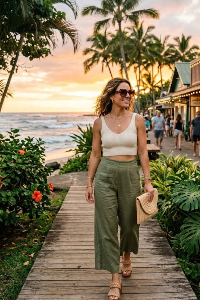 5. Wide Leg Pants With Crop Top