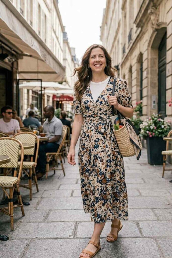 5. Wrap Dress with Short-Sleeve Top