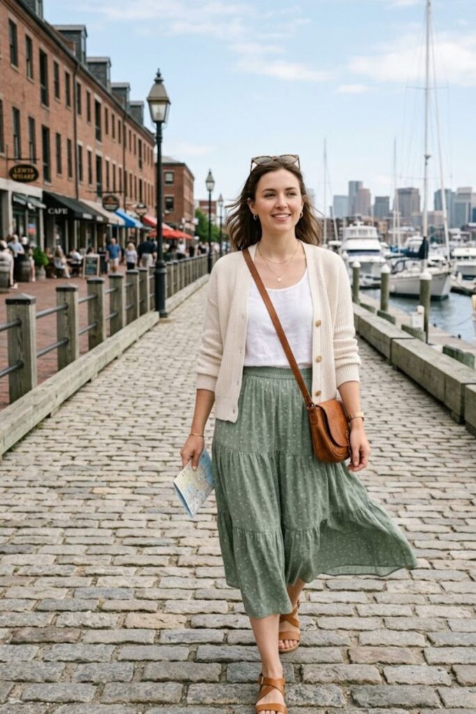 6. Cardigan With Midi Skirt
