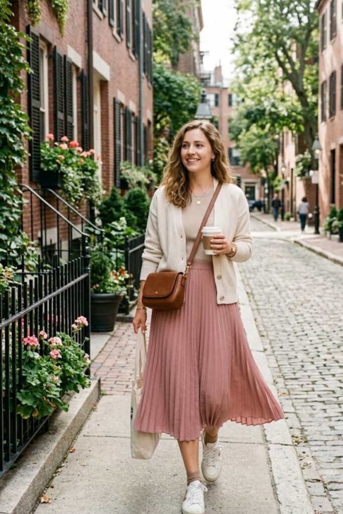 6. Cardigan With Midi Skirt