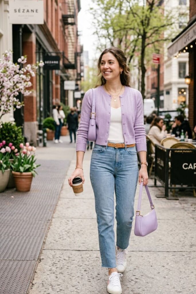 6. Cropped Cardigan with High-Waisted Jeans