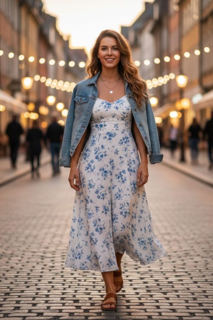 6. Denim Jacket With Sundress