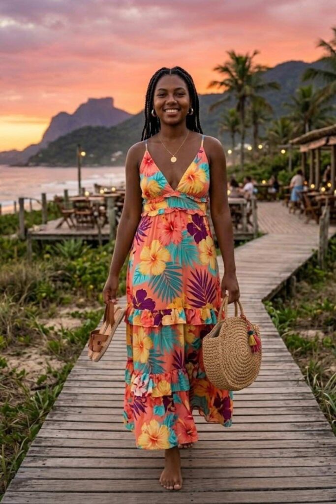 6. Floral Maxi Dress With Espadrilles
