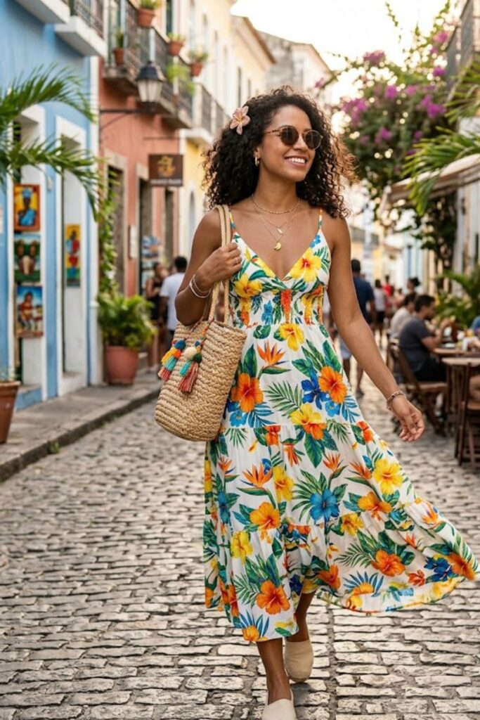 6. Floral Sundress With Espadrilles
