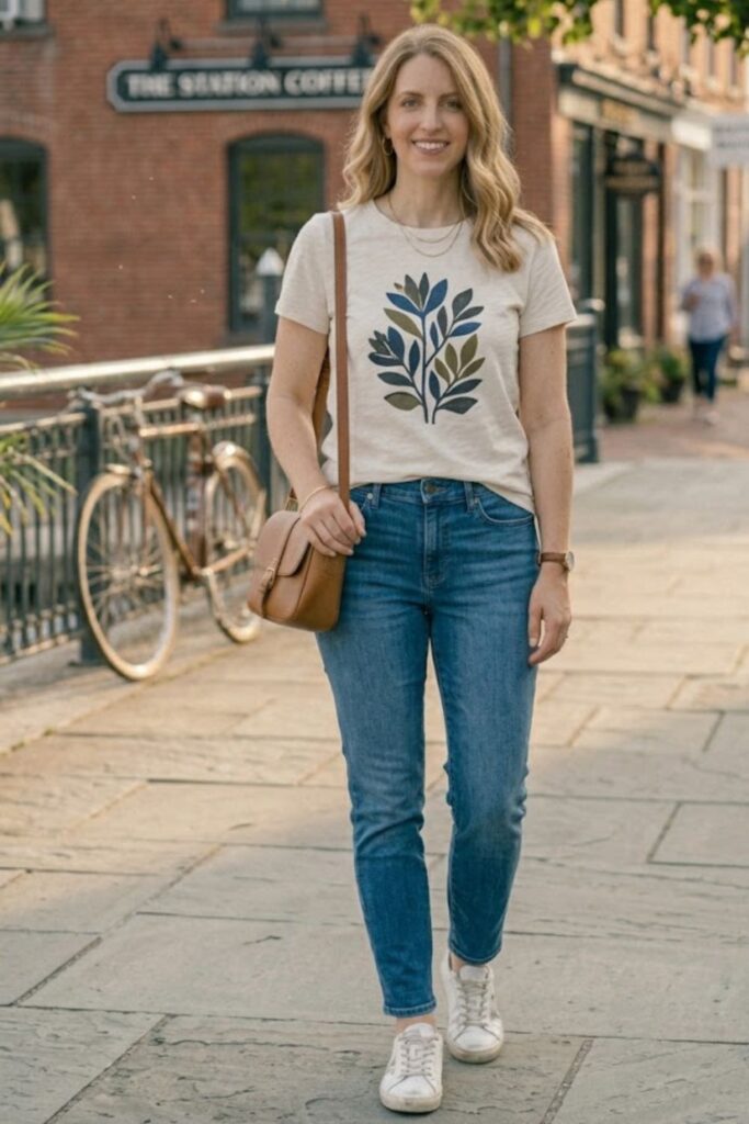 6. Graphic Tee with Slim Jeans