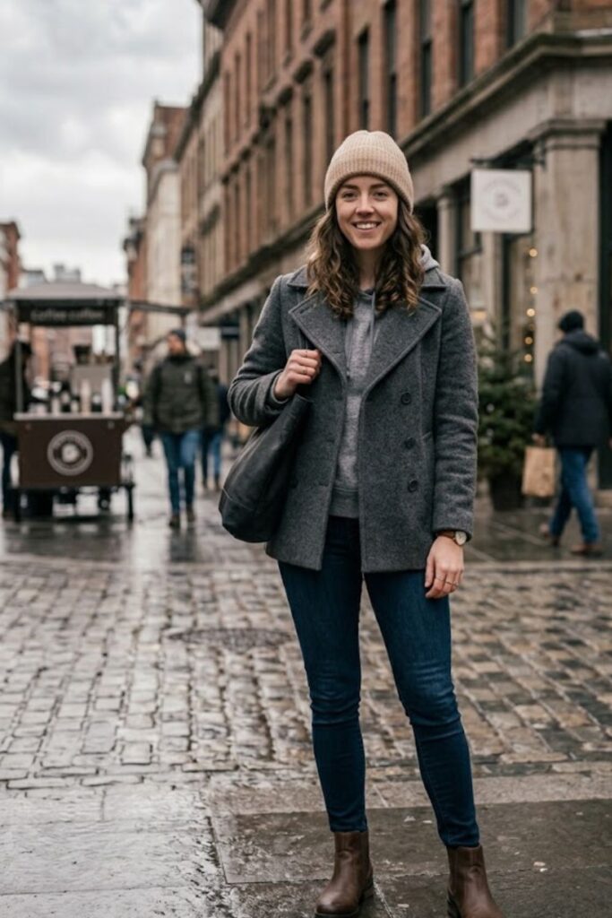6. Hoodie Layered Under Wool Coat