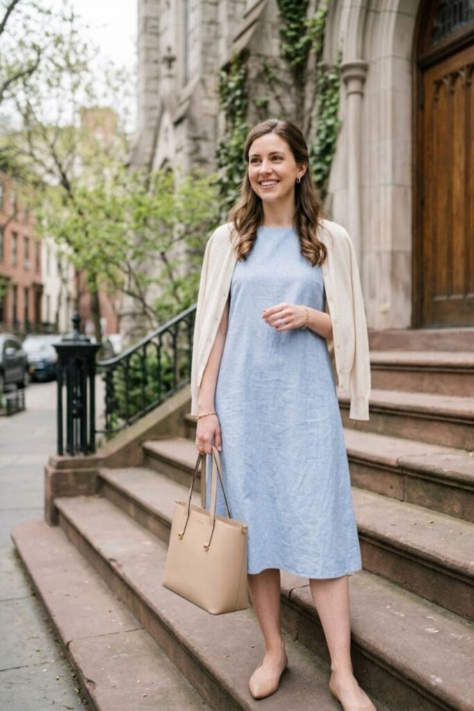 6. Light Blue Shift Dress