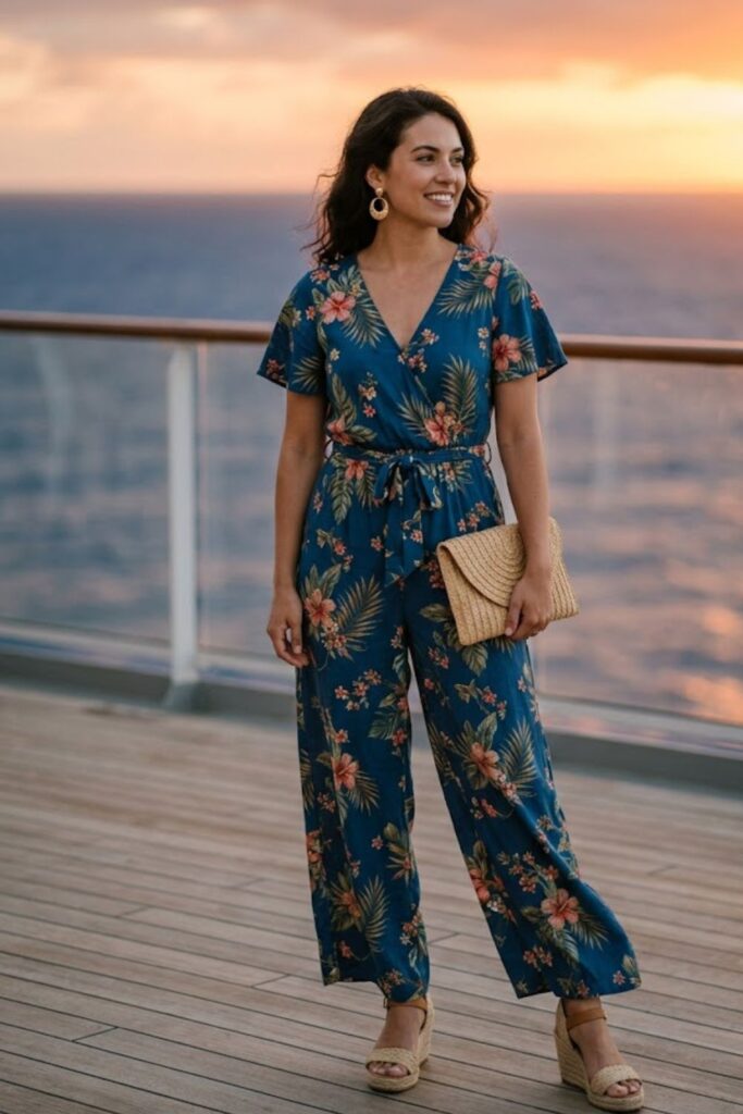 6. Lightweight Jumpsuit with Wedges