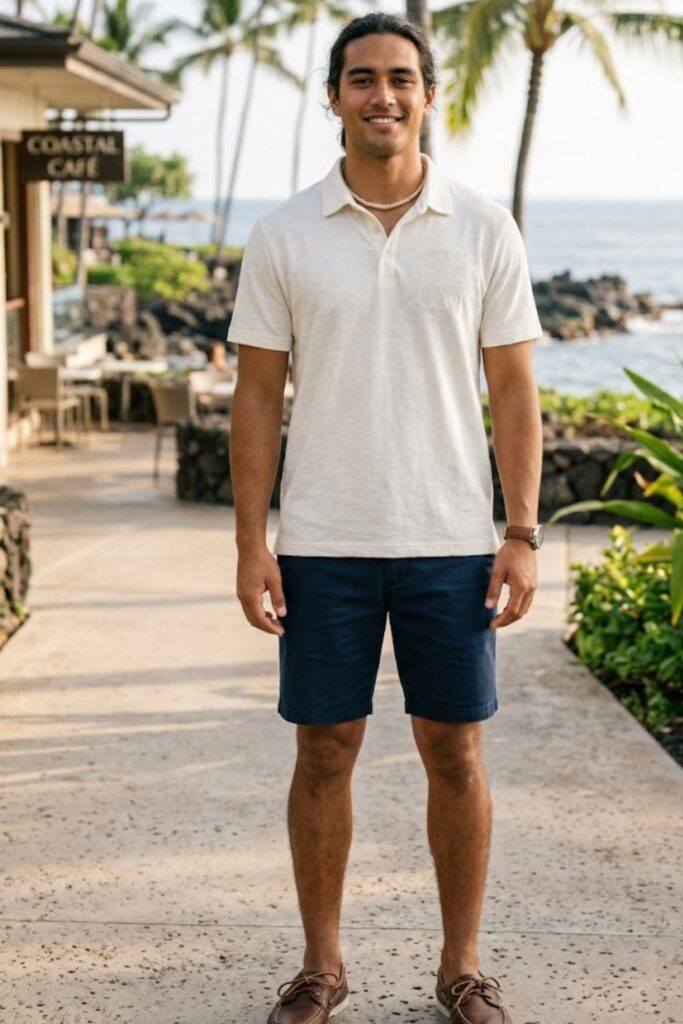 6. Lightweight Polo Shirt with Chino Shorts
