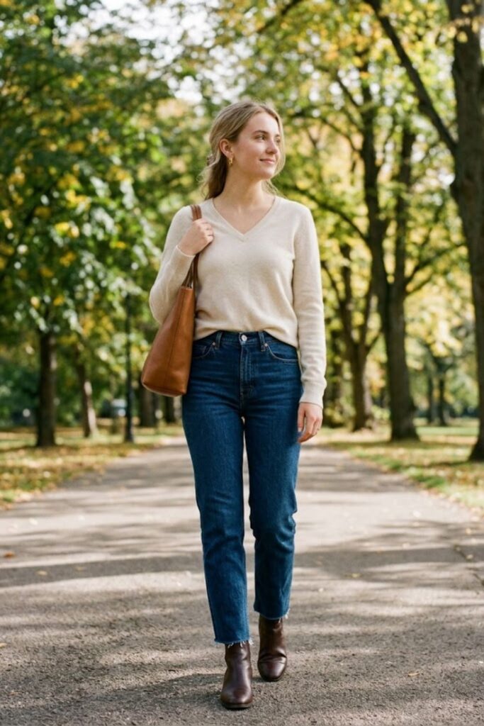 6. Lightweight Sweater with Jeans