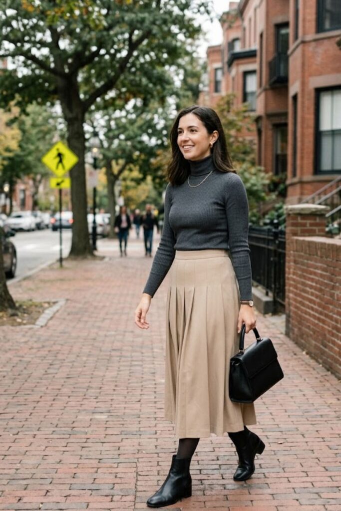 6. Turtleneck With Midi Skirt