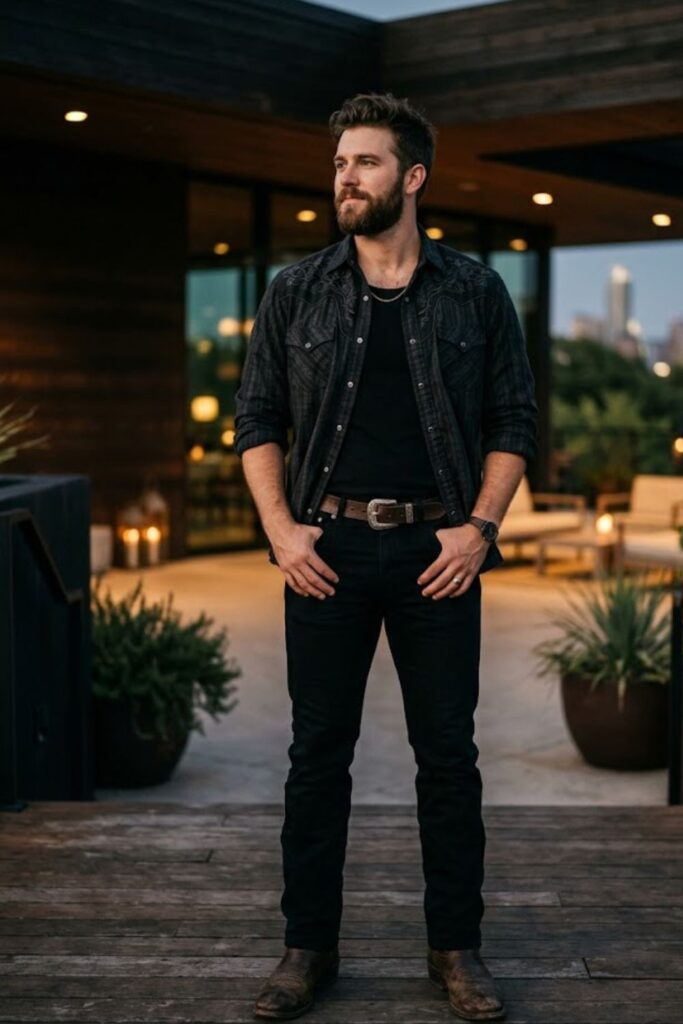6. Western Shirt With Black Jeans