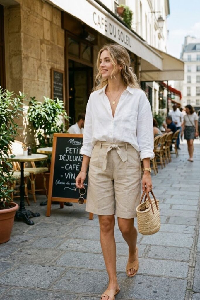 7. Bermuda Shorts With Oversized Shirt