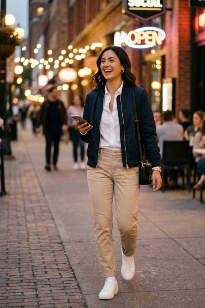 7. Bomber Jacket With Slim Chinos