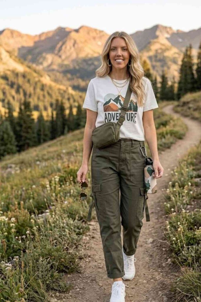 7. Graphic Tee with Cargo Pants
