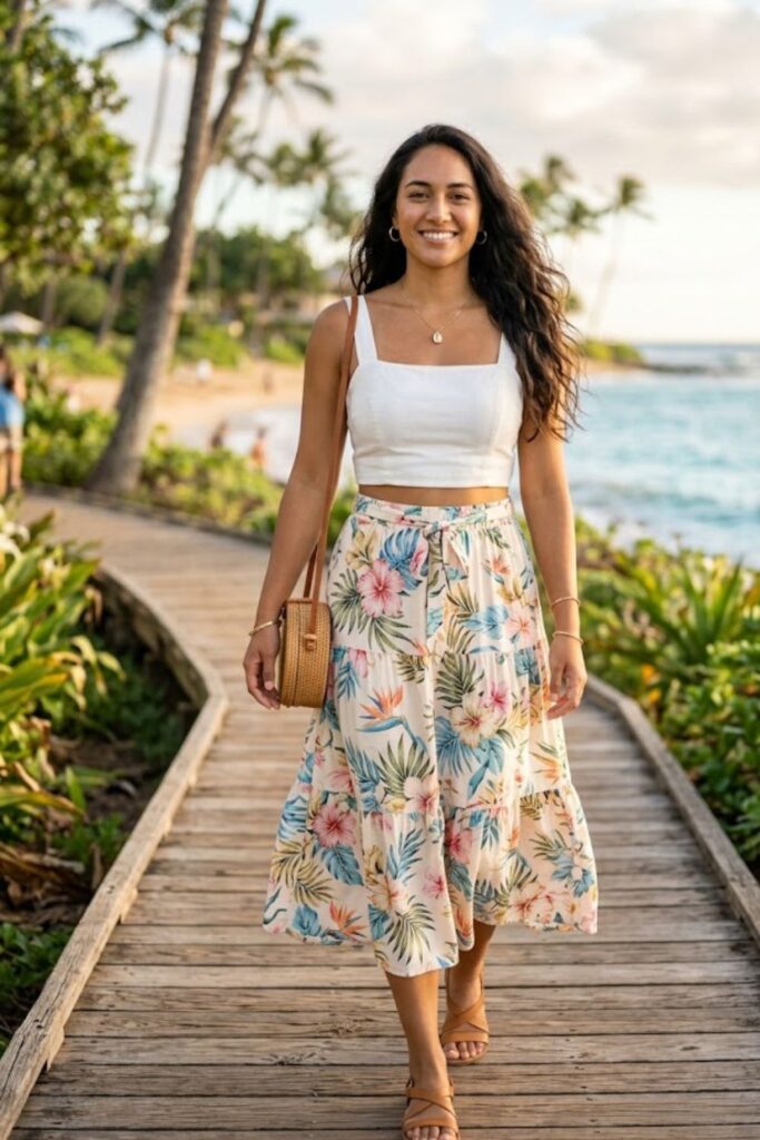 7. High-Waisted Skirt With Crop Top