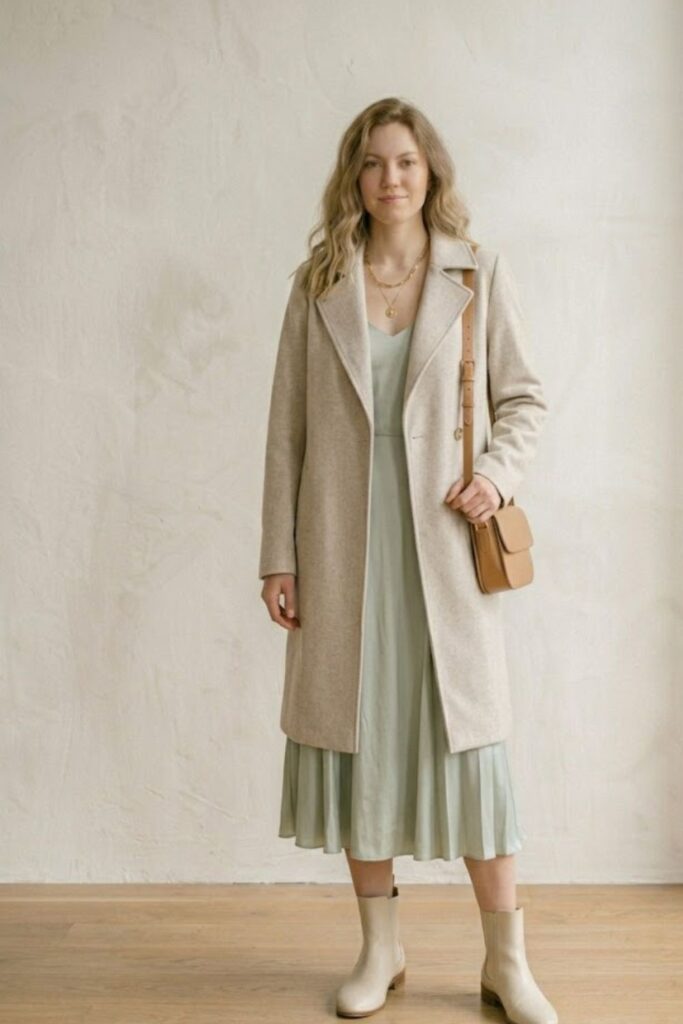 7. Lightweight Coat with Dress