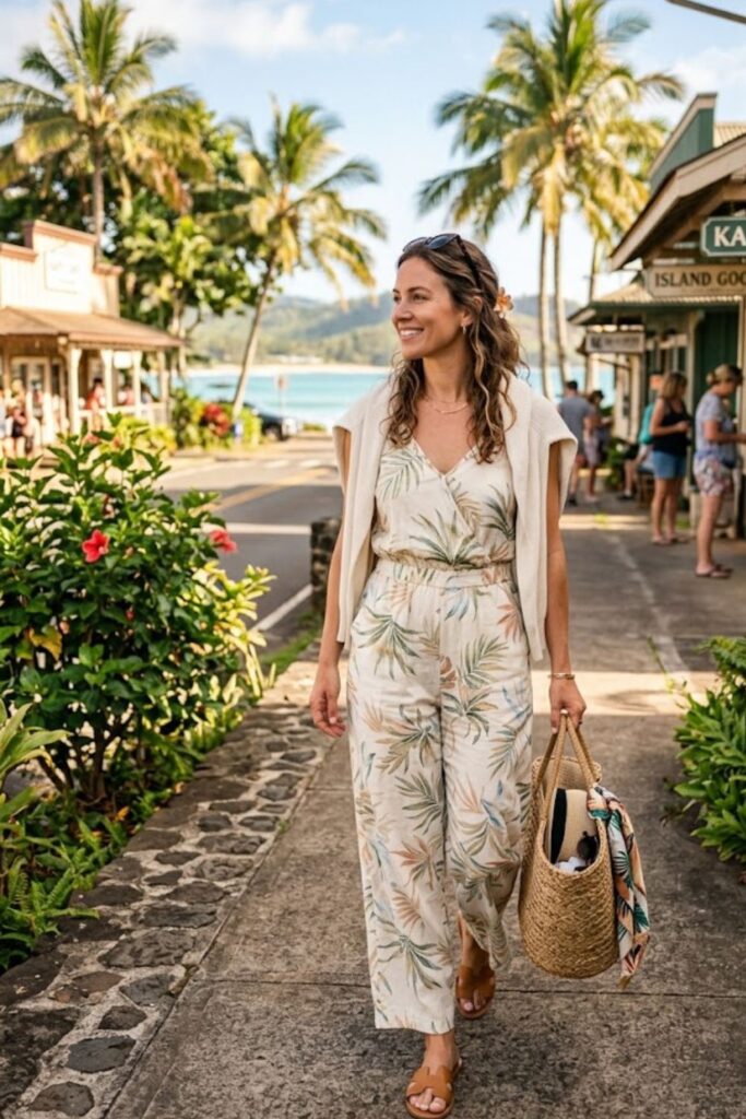 7. Lightweight Jumpsuit With Sandals