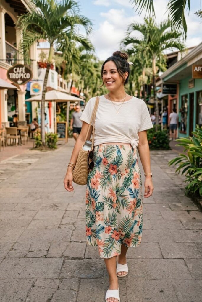 7. Loose T-Shirt with Maternity Skirt