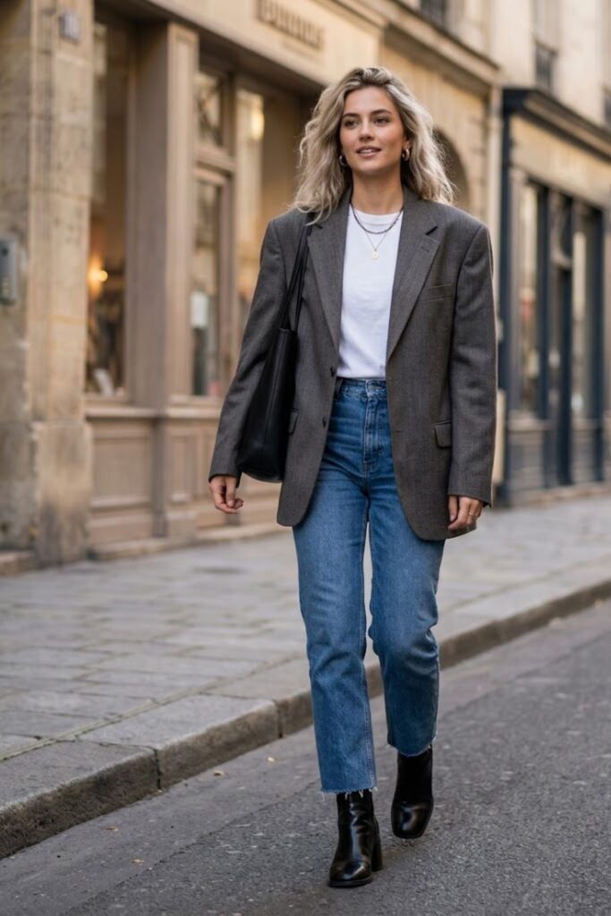 7. Oversized Blazer with Jeans