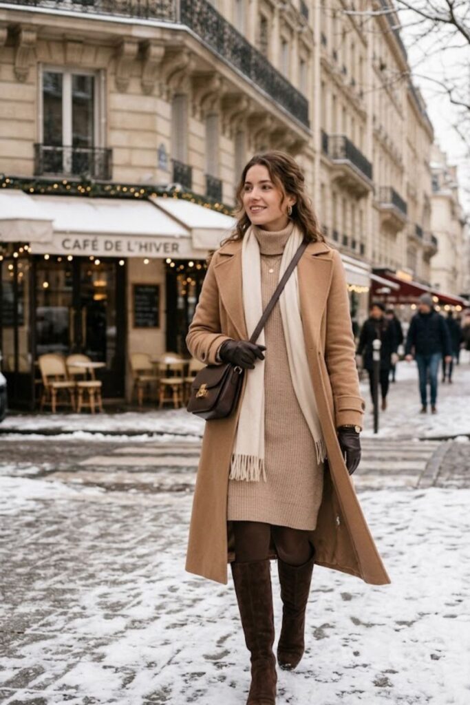 7. Sweater Dress With Knee-High Boots