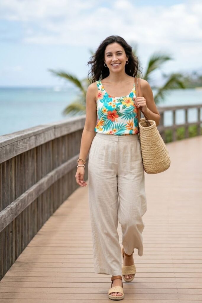 7. Tank Top with Linen Pants