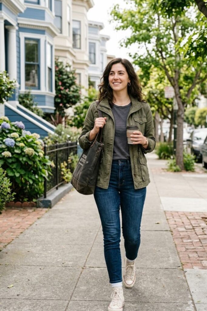 7. Utility Jacket With Slim Jeans